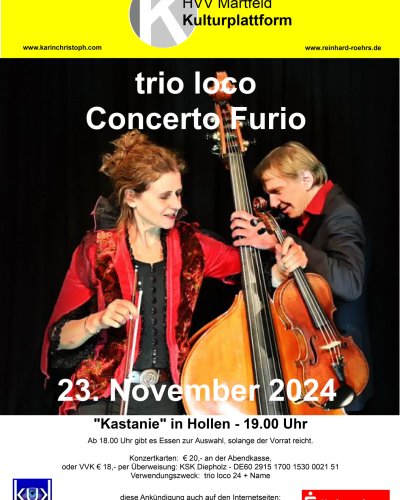 Vorankündigung: Trio loco Concerto Furio am 23. November 2024